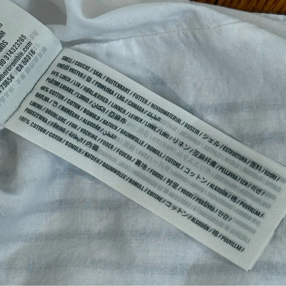 Abercrombie and & Fitch Striped Linen Wrap Button Midi Dress Womens Medium Tall - Picture 3 of 6